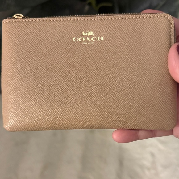 Coach Handbags - Coach Taupe Leather Wristlet EUC